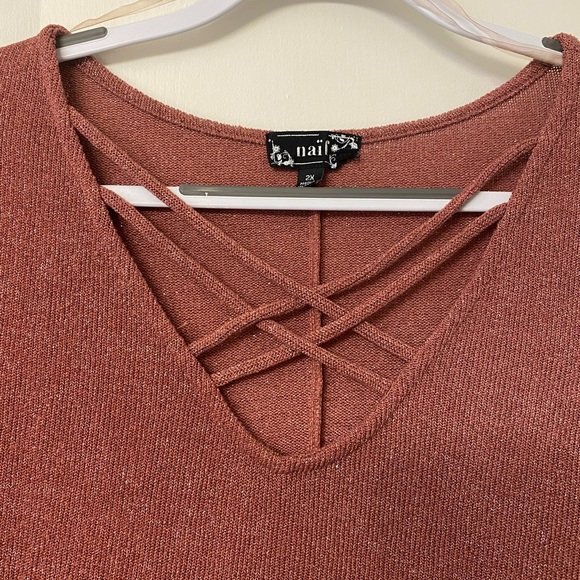 Sparkle knit cross cross front sweater in mauve-pink - Picture 2 of 3